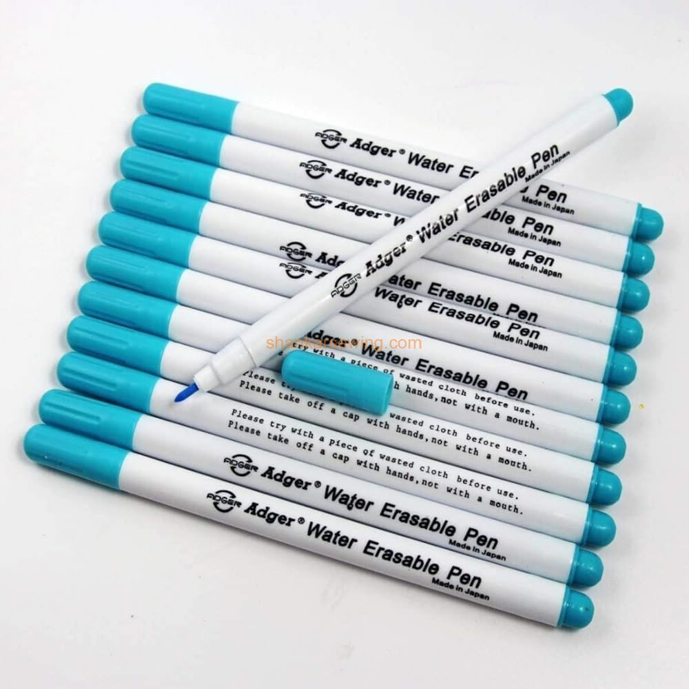  Adger Water Erasable Pen for Fabric, Sewing,Crafting Erasable Pen for Clothes Fabric Marker Temporary Marking Blue Ink DIY Projects Pack of 12 piece. 