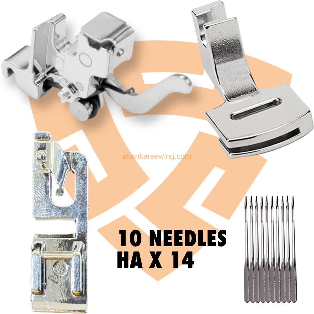 USHA JANOME / SINGER  / AUTOMATIC MACHINE Combo Foot Adapter +Gather Foot +PICO Presser Foot For Automatic Electric with Snap-On  (Pack of 3) FASHION MAKER