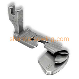  Hemming Folder Presser Foot, Multi-Function Curved Pull Tube for Silk Chiffon, High Shank Compatible with Jack f4, Juki, Brother (1/4 (6.4MM)) 
