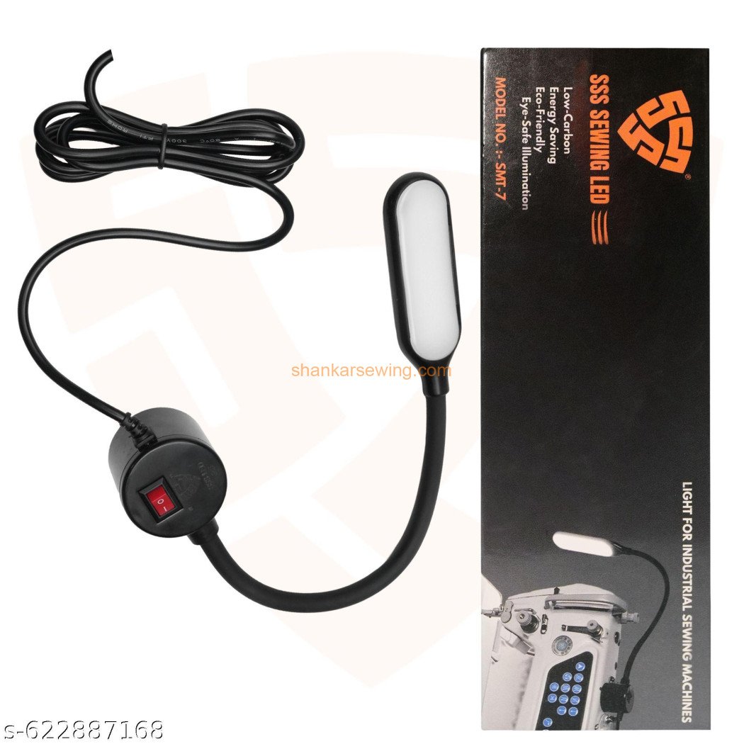 SMT-7 INDIAN PLUG LED SSS SMT-7 BrightShield LED Sewing Machine Light &ndash; Black Flexible Gooseneck with Strong Magnetic Base, Eye-Protective Bright Illumination, and INDIAN Plug 