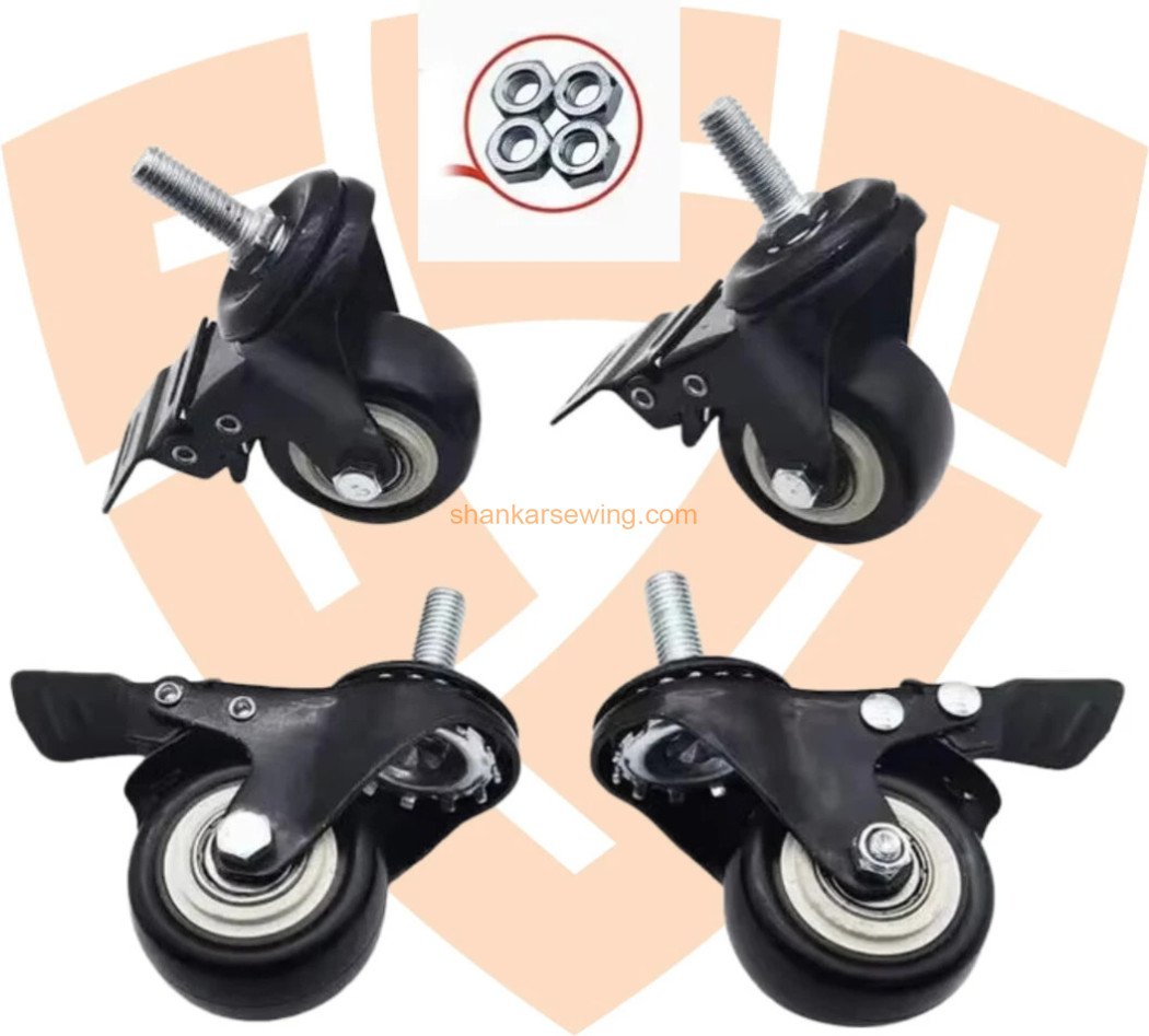 TABLE STAND WHEEL SEWING MACHINE 4Pcs/Set 50mm Heavy Duty PU PVC Caster Small Black Screw Castor Wheel for Sewing Machine 